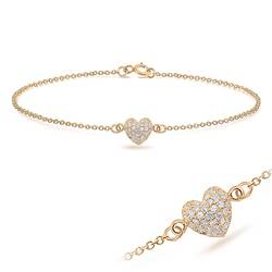 Rose Gold PlatedHeart with CZ Stones Silver Bracelet BRS-171-RO-GP
